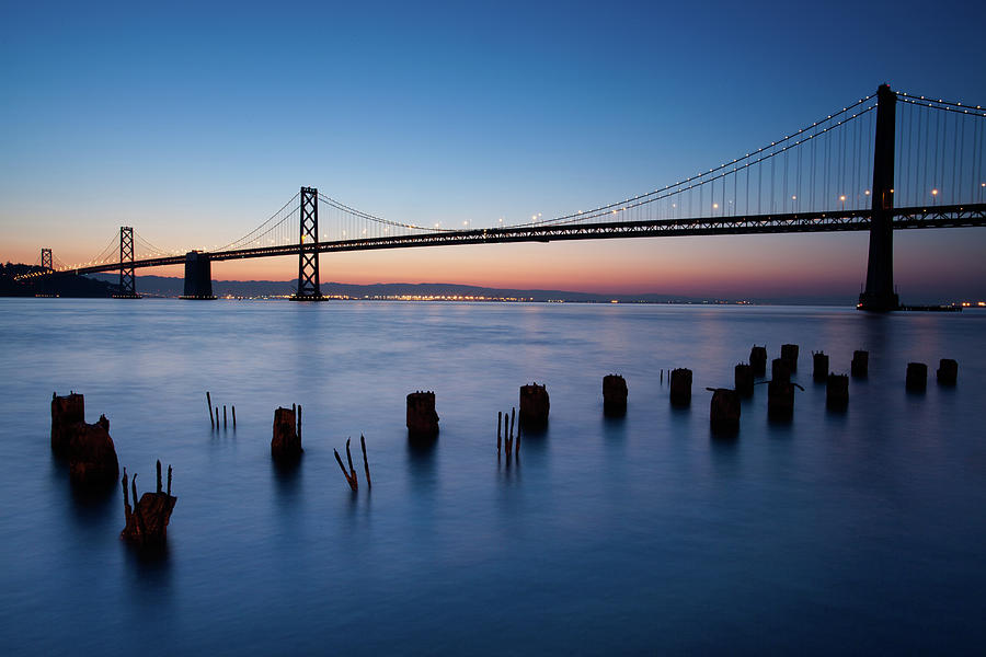 San Francisco Bay Bridge At Blue Hour Photograph by Tim Mcmanus - Www.noevalleyphoto.com