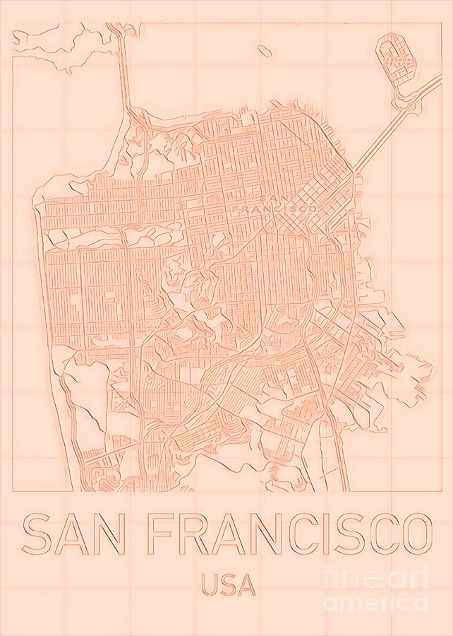 San Francisco Blueprint City Map alt Digital Art by HELGE Art Gallery