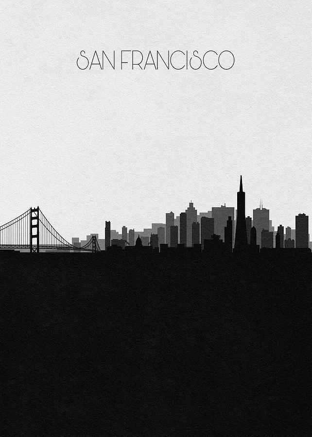 San Francisco Cityscape Art V2 Drawing by Inspirowl Design