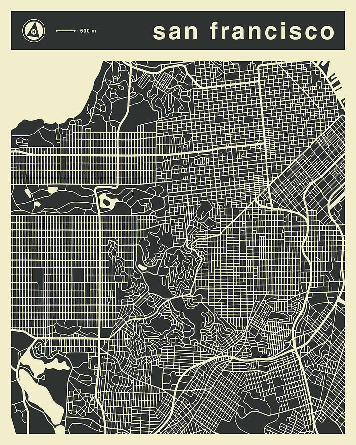 San Francisco Map Digital Art - San Francisco Map 3 by Jazzberry Blue