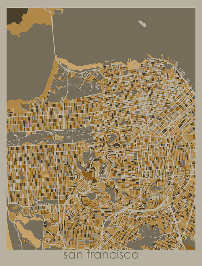 San Francisco Map Retro 4 Digital Art