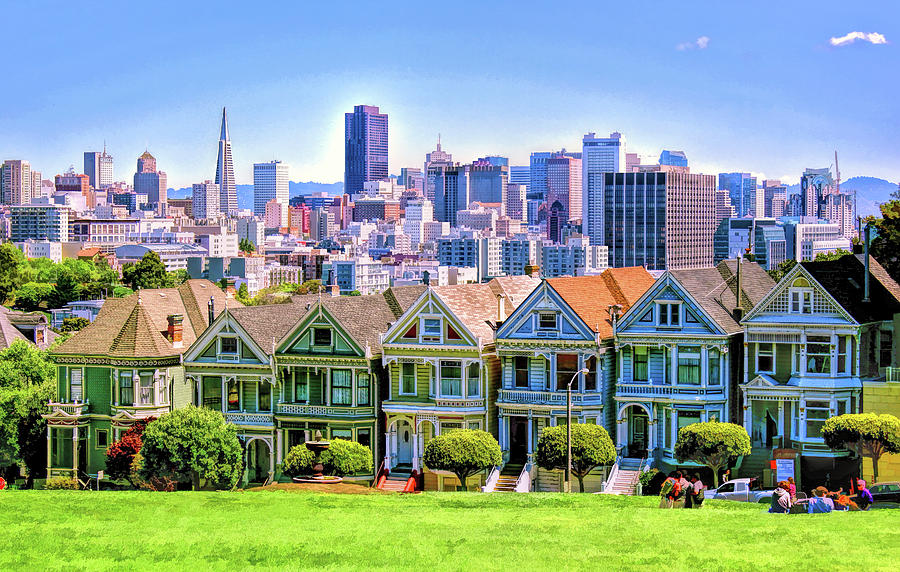 San Francisco Painted Ladies Painting by Christopher Arndt