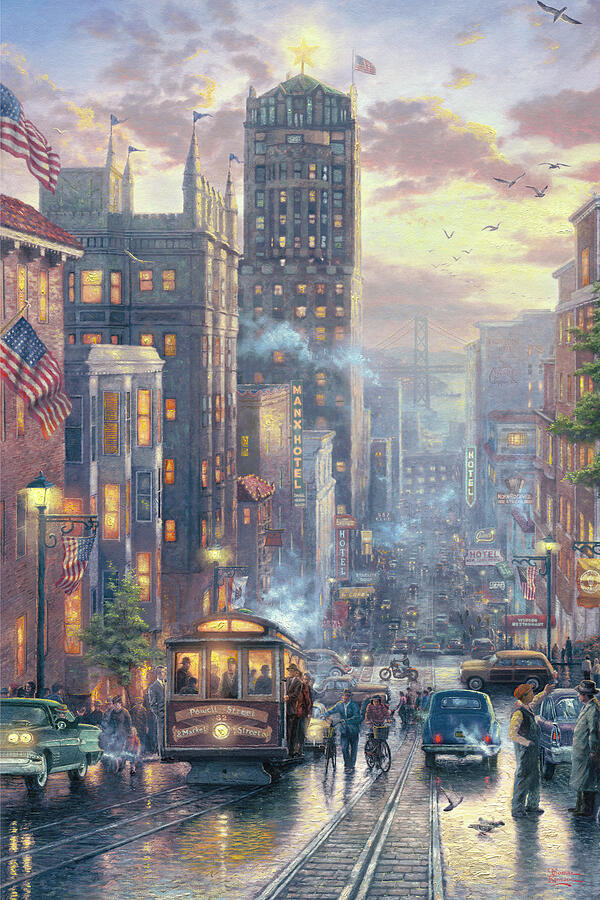 San Francisco, Powell Street Painting by Thomas Kinkade San Francisco, Powell Street Painting by Thomas Kinkade