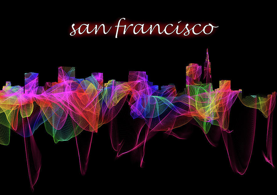 San Francisco Skyline Art with Script Photograph by Debra and Dave Vanderlaan