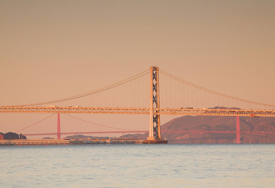 San Franciscos Two Bridges, Morning Photograph by Alantobey