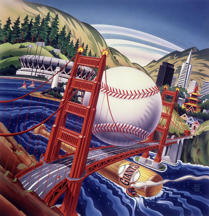 San Fransisco Giants Golden Gate Bridge Painting by Garth Glazier