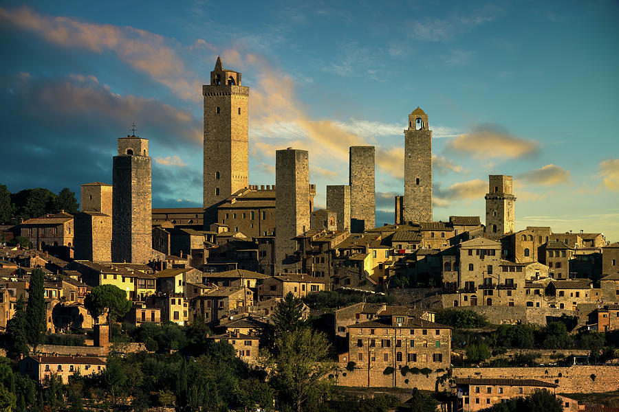 San Gimignano medieval town towers skyline and landscape. Tuscan Photograph by Stefano Orazzini