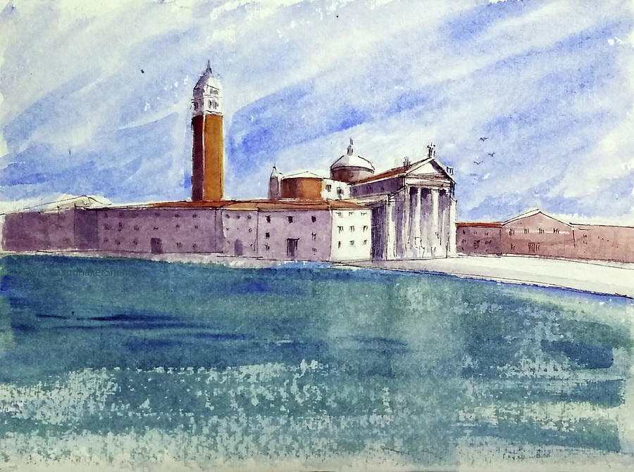 San Giorgio Maggiore, Venice Painting by Asha Sudhaker Shenoy