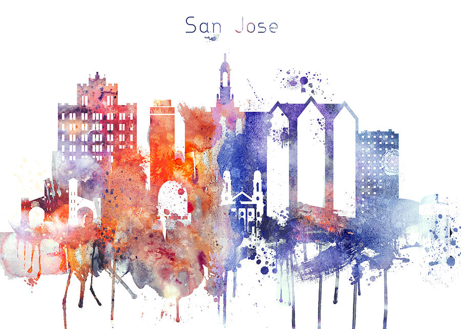 San Joce City Skyline Digital Art by Dim Dom - Fine Art America