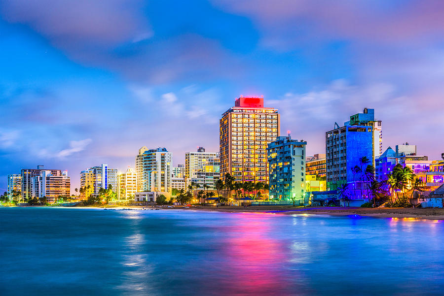 Skyscraper Photograph - San Juan, Puerto Rico Resort Skyline by Sean Pavone