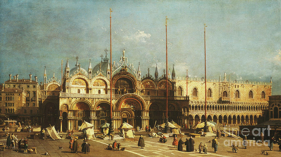 San Marco And The Doges Palace, Venice, From The Piazza San Marco, C.1740s Painting by Canaletto