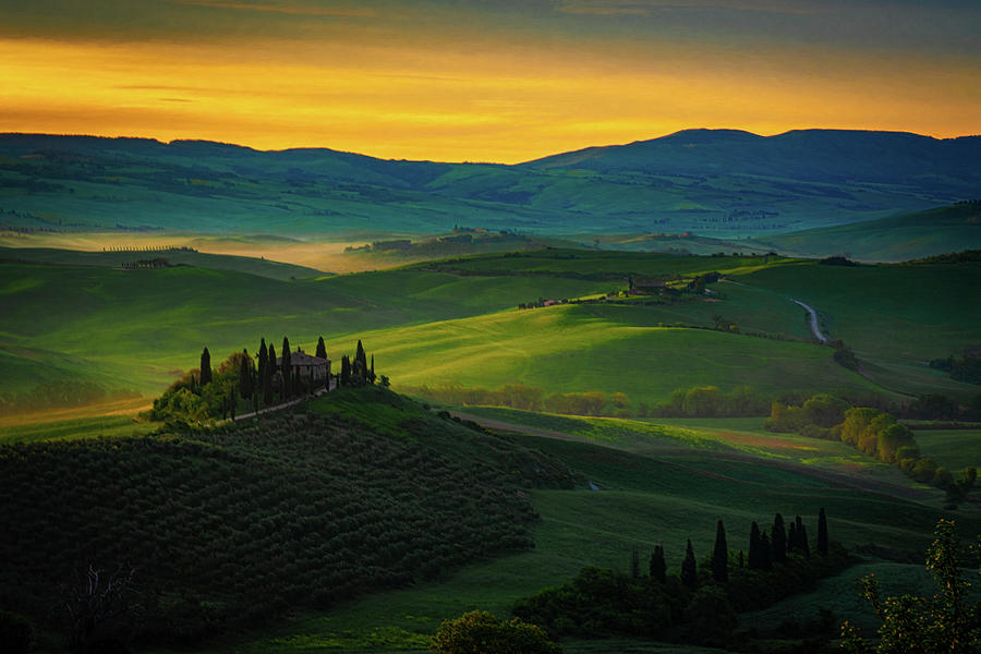 San Quirico D Orcia At Sunrise Photograph by Chris Lord