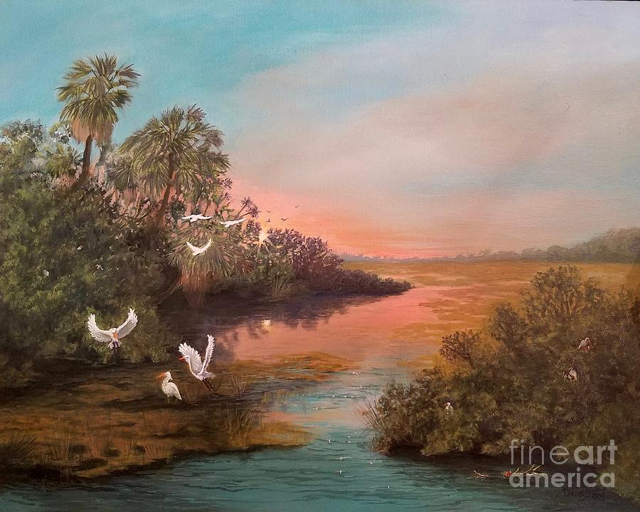 Bird Painting - San Sebastian River by Dara Dodson