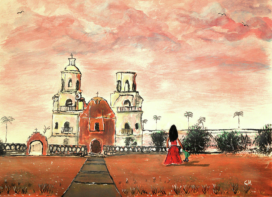 San Xavier Mission del Bac Mother and Child Painting by Chance Kafka