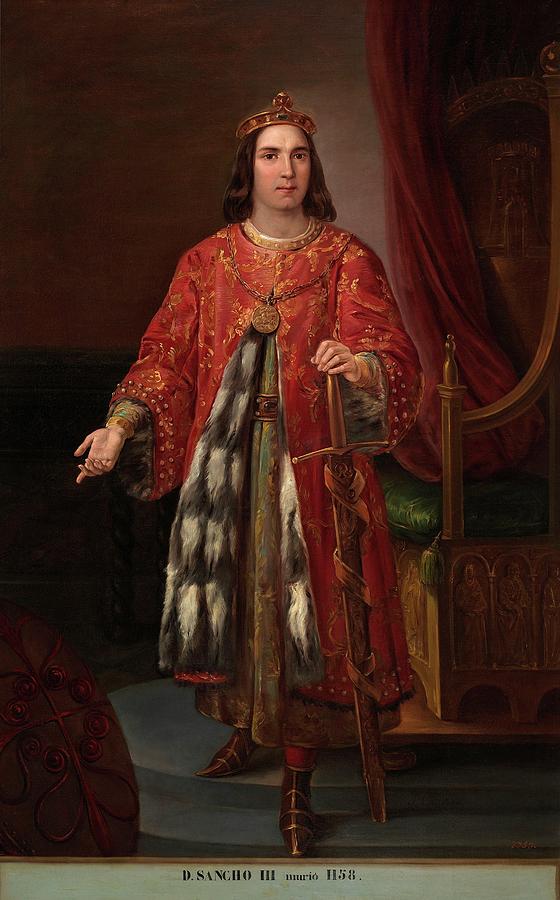 Sancho III of Castile, 1850, Spanish School, Canvas, 224 cm x 141 cm, ... Painting by Jose Castelaro y Perea -1800-1873-