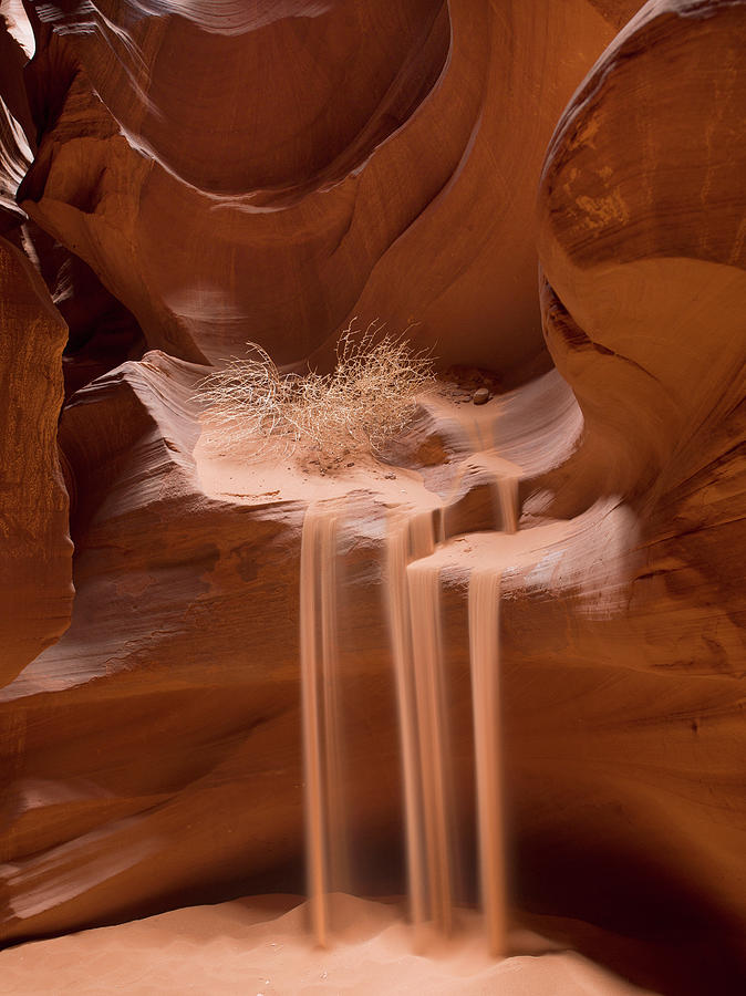 Sand Flowing Over The Sandstone Ledges Photograph by Keith Levit / Design Pics