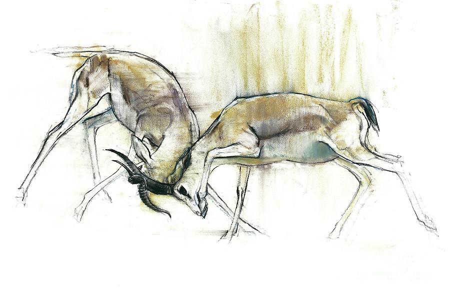 Sand Gazelles Painting by Mark Adlington