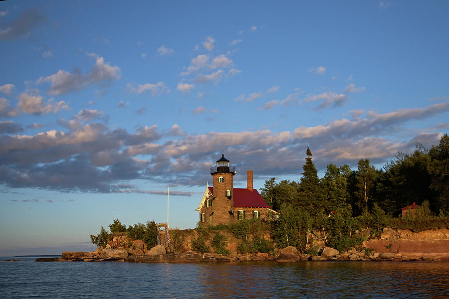 Sand Island Lighthouse in Late Day Light - Apostle Islands Photograph by Chris Pappathopoulos