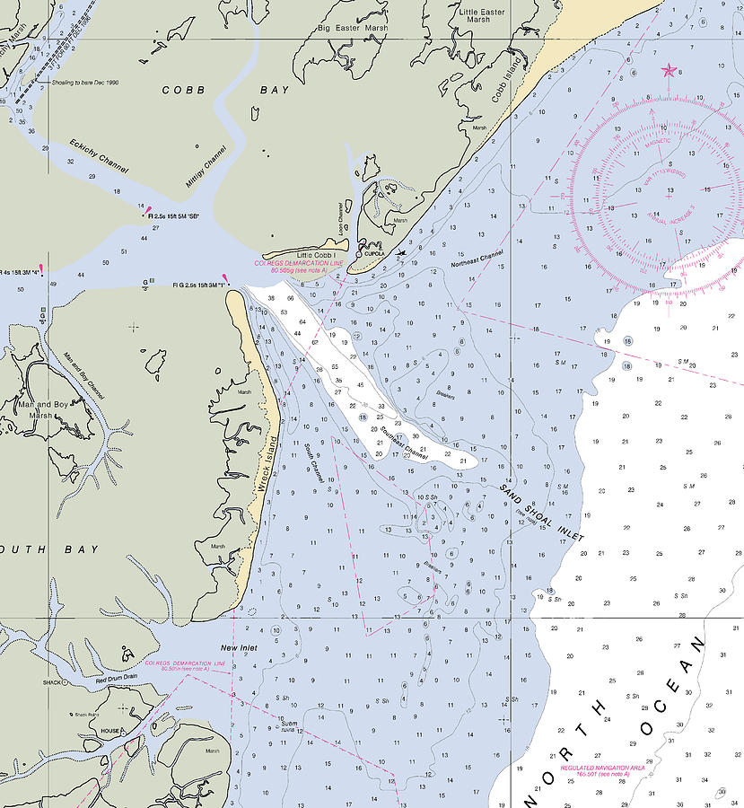 Sand Shoal Inlet-virginia Nautical Chart Mixed Media by Sea Koast | Pixels