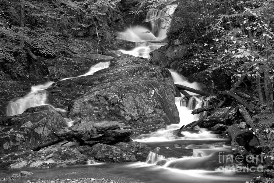 Sanderson Brook Falls Streams Black And White Photograph by Adam Jewell