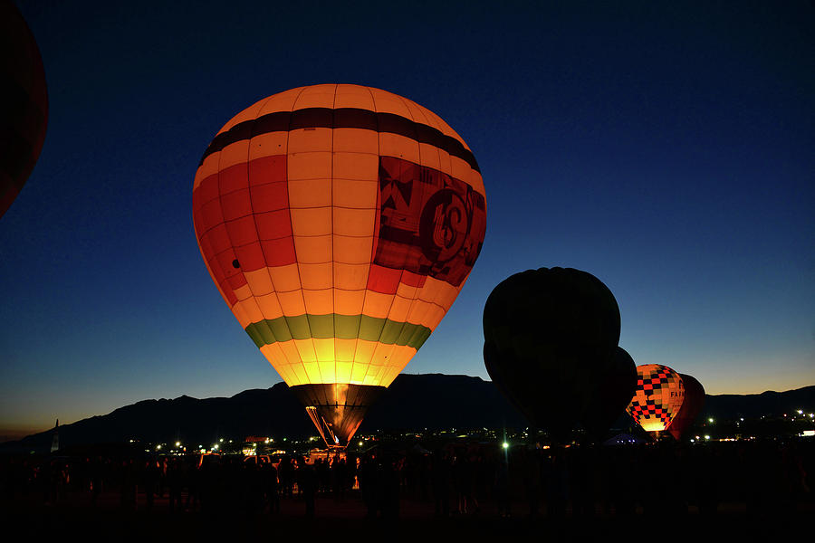 Sandia Mountains and Balloons at the Fiesta Photograph by David Lee Thompson