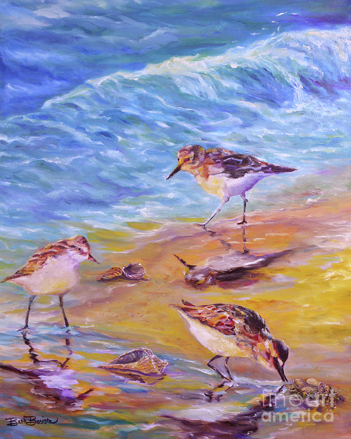 Sandpipers Treasure Hunt Painting by Beth Basista - Fine Art America