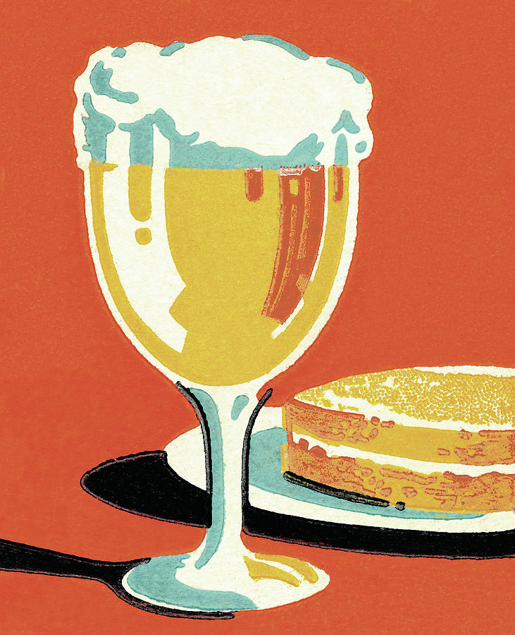 Beer Drawing - Sandwich and Glass of Beer by CSA Images