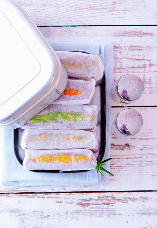 Sandwiches In A Lunch Box seen From Above Photograph by Udo Einenkel