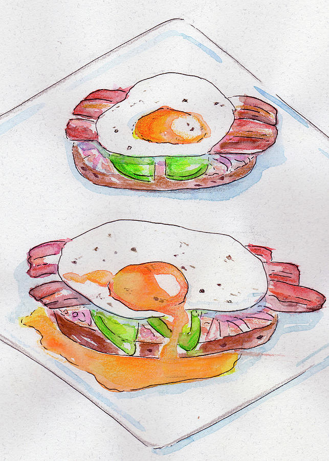 Sandwiches With Bacon And Fried Eggs illustration Photograph by Meshugga Illustration