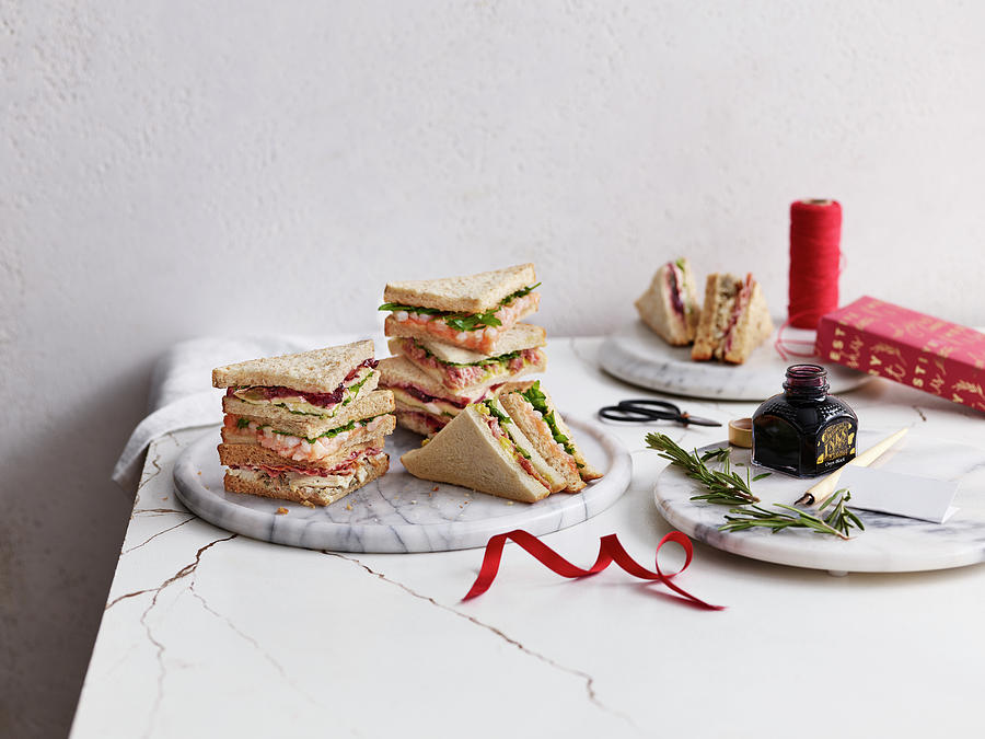 Sandwiches With Christmas Decoration Photograph by Gareth Morgans
