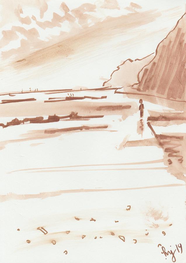 Sandy Bay beach in Devon sketch by Mike Jory Sandy Bay beach in Devon sketch by Mike Jory