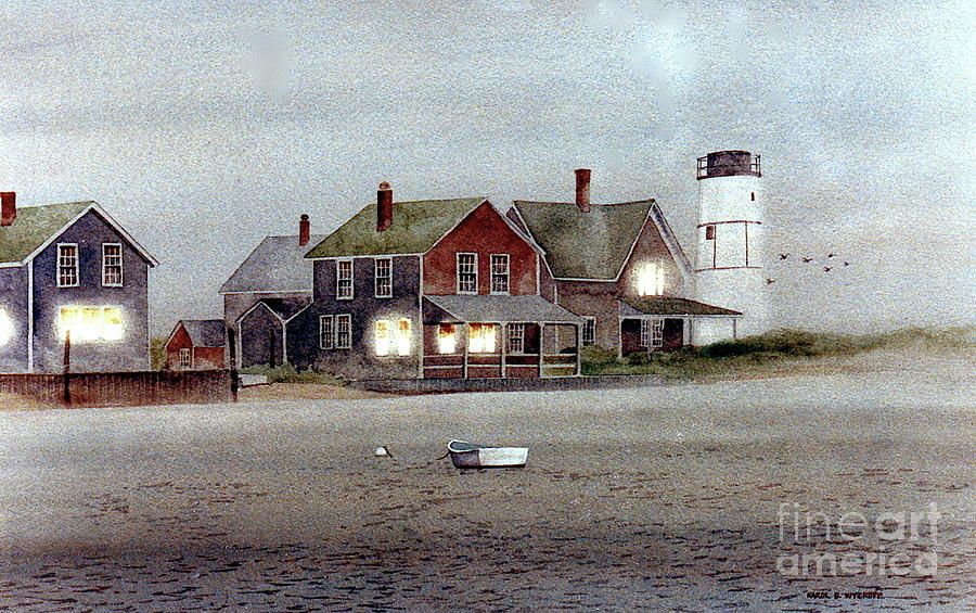 Lighthouse Painting - Sandy Neck Foggy Morn by Karol Wyckoff