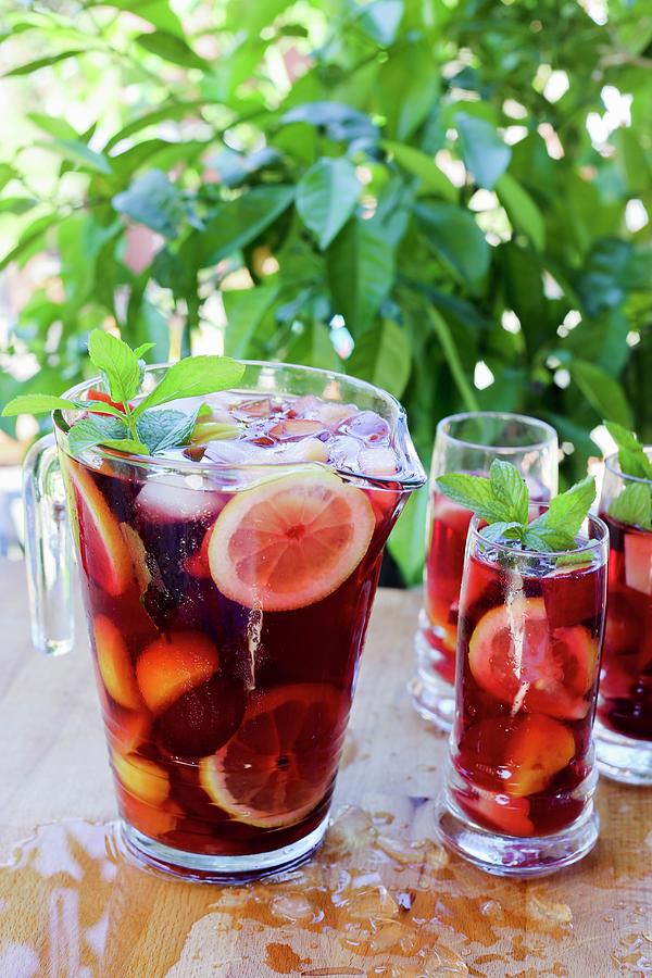 Sangria In A Pitcher And In Glasses Photograph by Maricruz Avalos Flores