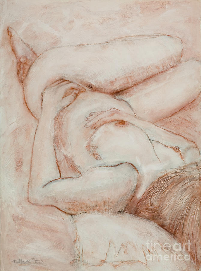 Sanguine Nude Drawing by Kerryn Madsen-Pietsch