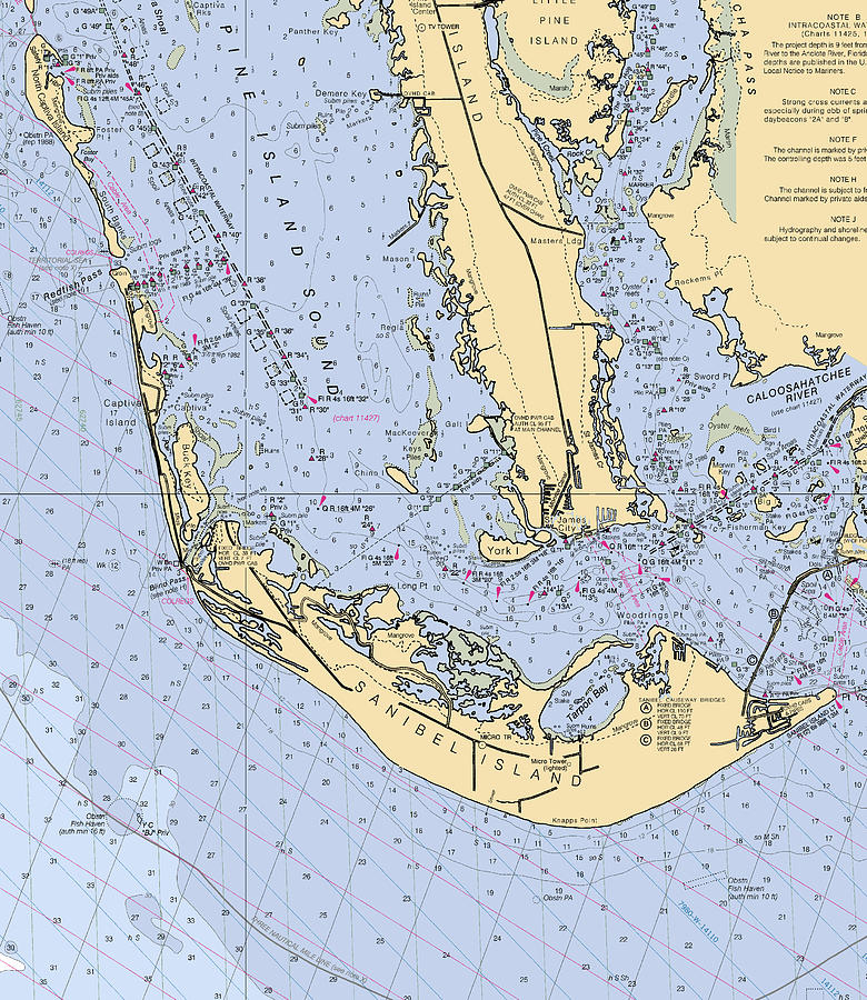 Florida Map Digital Art - Sanibel and Captiva Islands Nautical Chart by Nautical Chartworks