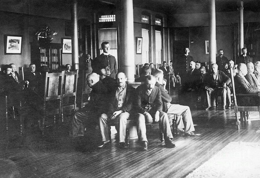 Sanitorium Inmates Sit In Lobby Photograph by Bettmann