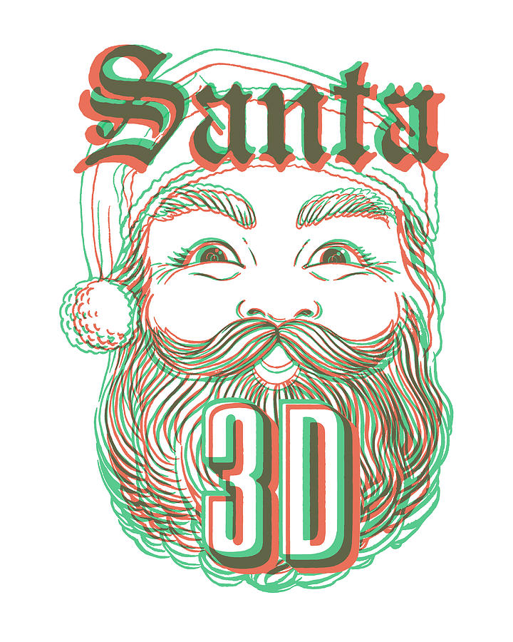 Christmas Drawing - Santa 3D by CSA Images