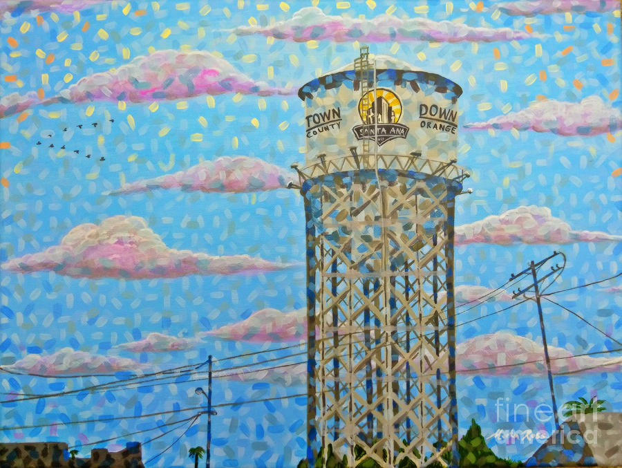 Santa Ana Water Tower Painting by Martin Ross