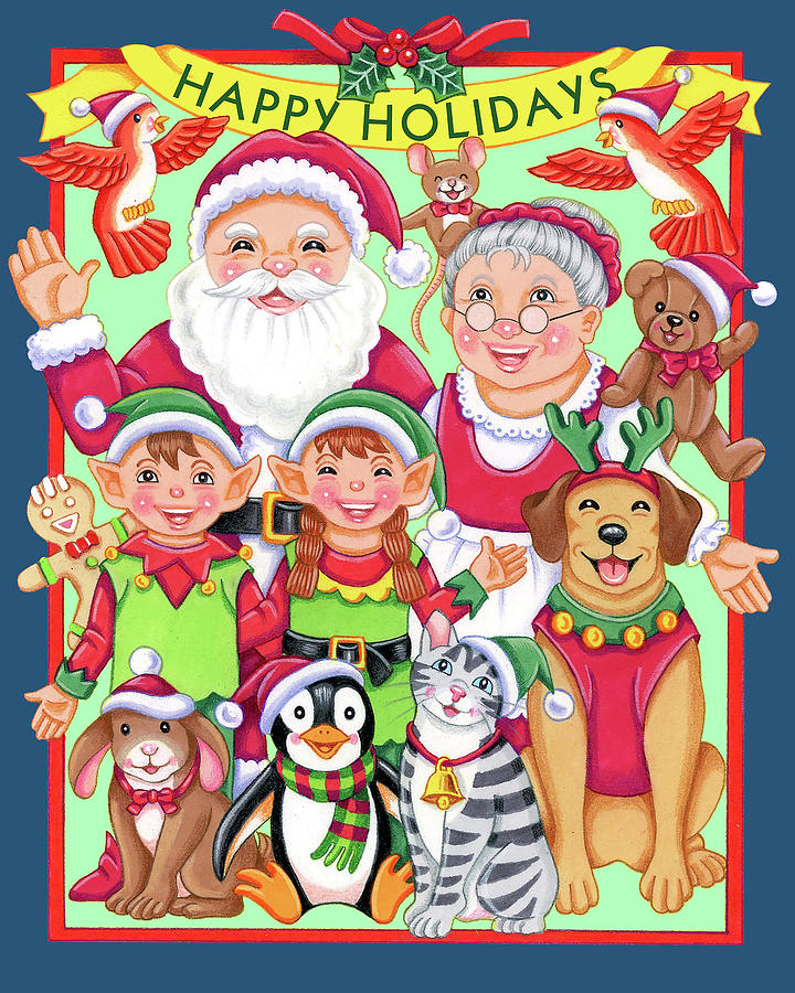 Holiday Digital Art - Santa And Family by Kimura Designs