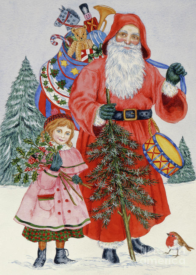 Santa and his helper Painting by Catherine Bradbury
