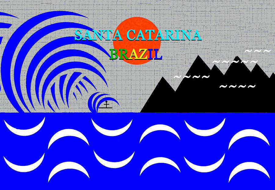 Santa Catarina, Brazil Surfing Art Digital Art