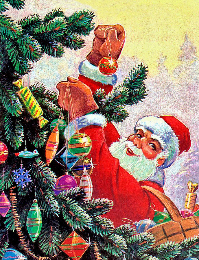 Santa Claus decorate Christmas tree Digital Art by Long Shot