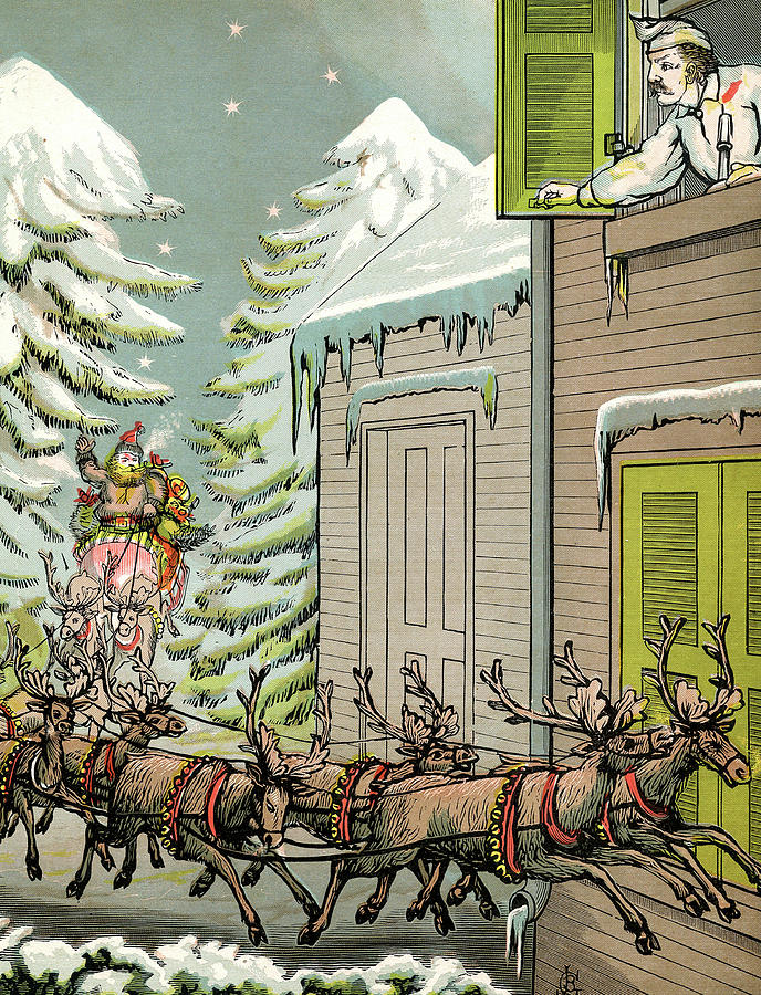 Deer Digital Art - Santa Claus is coming by Long Shot