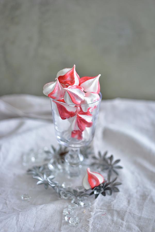 Santa Claus Kisses red And White Meringue Drops For Christmas Photograph by Tanja Major