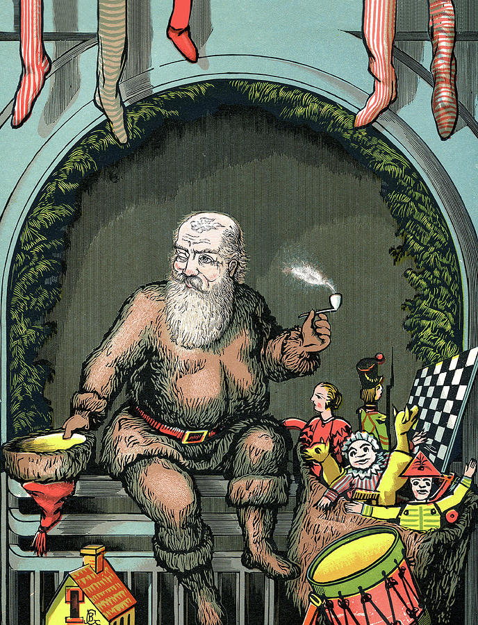 Toy Digital Art - Santa Claus on fireplace by Long Shot