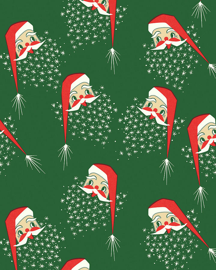 Christmas Drawing - Santa Claus Pattern by CSA Images