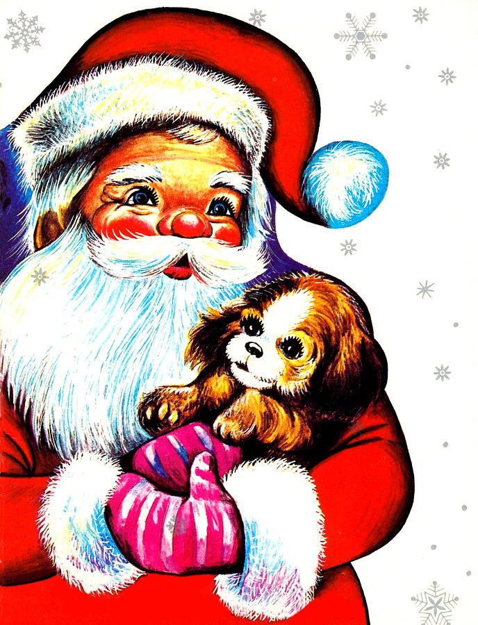 Santa Claus Digital Art - Santa Claus with a little puppy by Long Shot