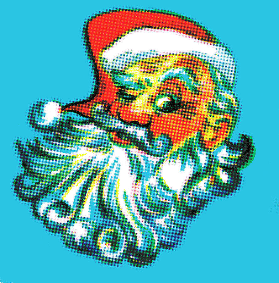 Christmas Drawing - Santa Claus with gifts by CSA Images