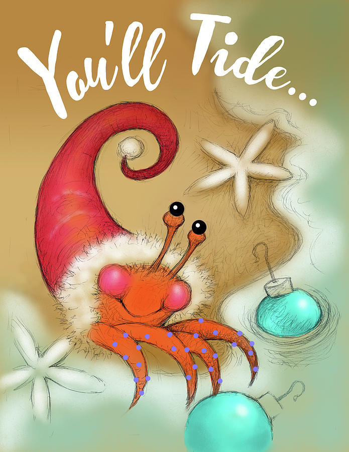 Coastal Christmas Digital Art - Santa Crab by Margaret Wilson