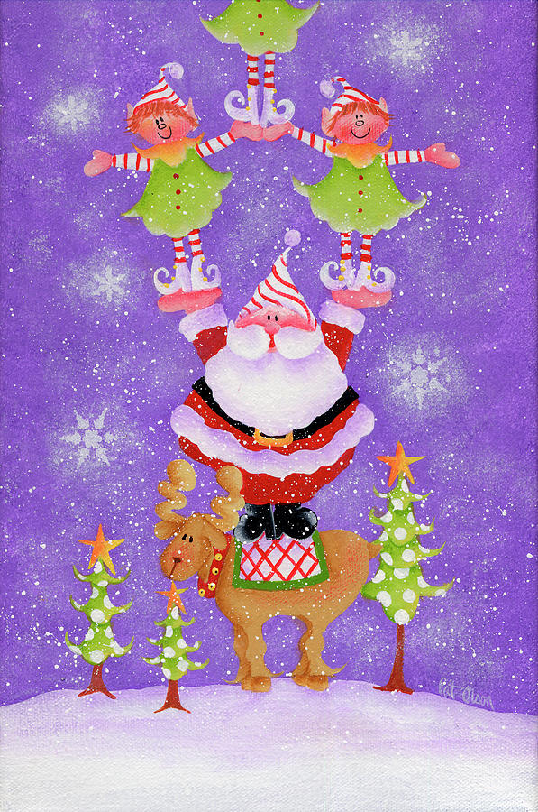 Christmas Painting - Santa Elves by Pat Olson Fine Art And Whimsy